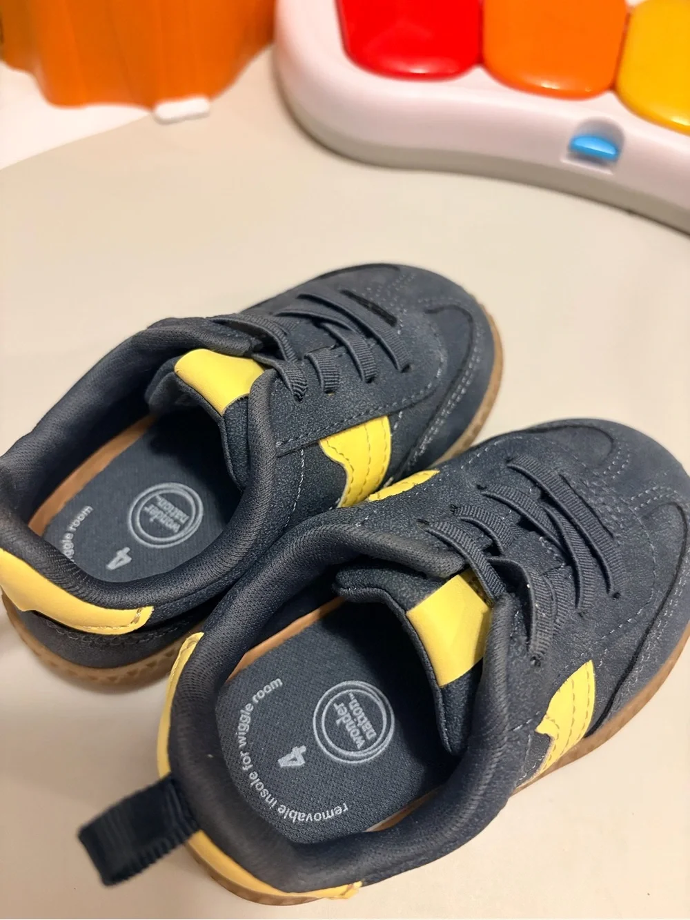 Toddler Navy & Yellow Casual Sneakers